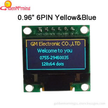 0.96" OLED Display module, yellow and blue color